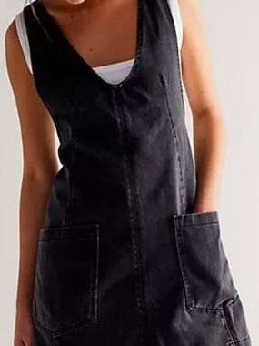 We The Free Charcoal Black Denim Pinafore